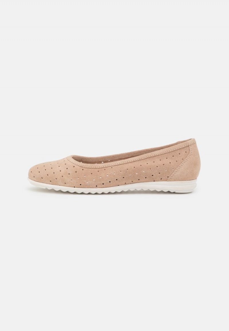 Anna Field Buy Leather Ballet Pumps Ballerina Dam Beige | SE-LPOSNE872