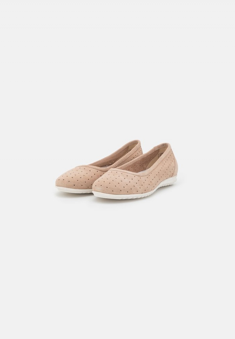 Anna Field Buy Leather Ballet Pumps Ballerina Dam Beige | SE-LPOSNE872