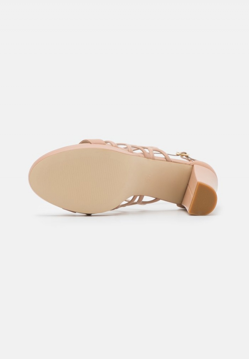 Anna Field Buy Leather High Klackar Sandaler Dam Beige | SE-OYLZPF570