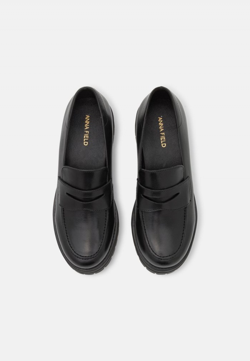 Anna Field Buy Leather Slip-Ons Låga Skor Dam Svarta | SE-OYTLXB082