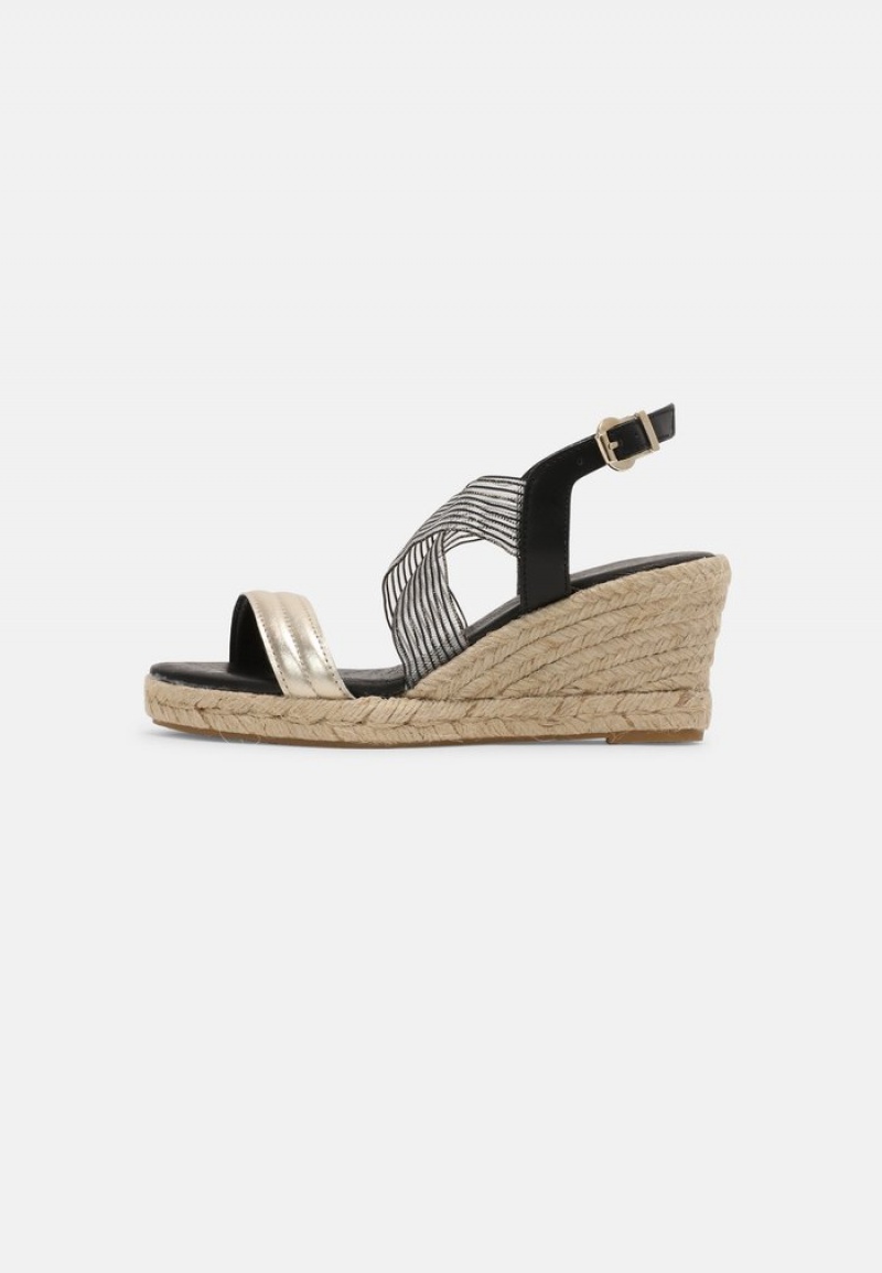 Anna Field Cheap Bekvämlighet Leather Espadrilles Sandaler Dam Svarta | SE-FSMTYW192