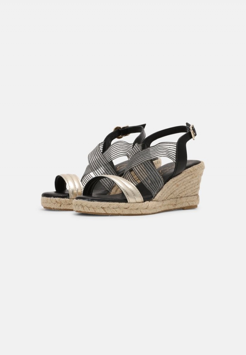 Anna Field Cheap Bekvämlighet Leather Espadrilles Sandaler Dam Svarta | SE-FSMTYW192