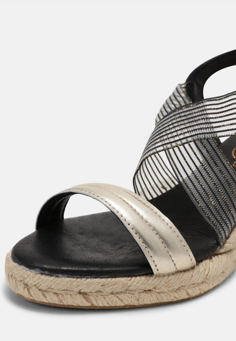 Anna Field Cheap Bekvämlighet Leather Espadrilles Sandaler Dam Svarta | SE-FSMTYW192