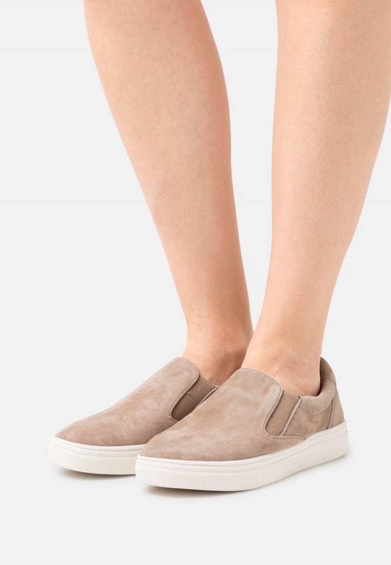 Anna Field Cheap Bekvämlighet Leather Slip-Ons Låga Skor Dam Grå Bruna | SE-NXYOLJ281