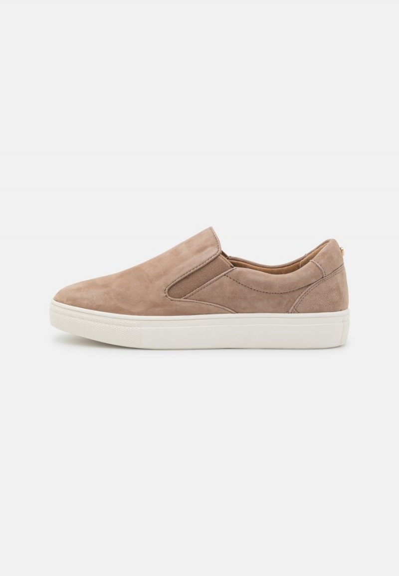 Anna Field Cheap Bekvämlighet Leather Slip-Ons Låga Skor Dam Grå Bruna | SE-NXYOLJ281