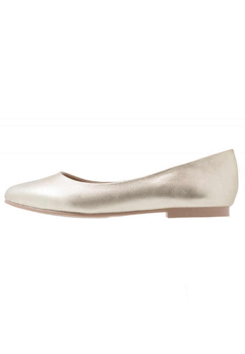 Anna Field Cheap Leather Ballet Pumps Ballerina Dam Guld | SE-CGNYFA642