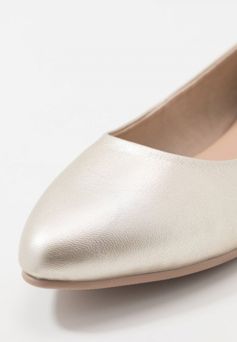 Anna Field Cheap Leather Ballet Pumps Ballerina Dam Guld | SE-CGNYFA642