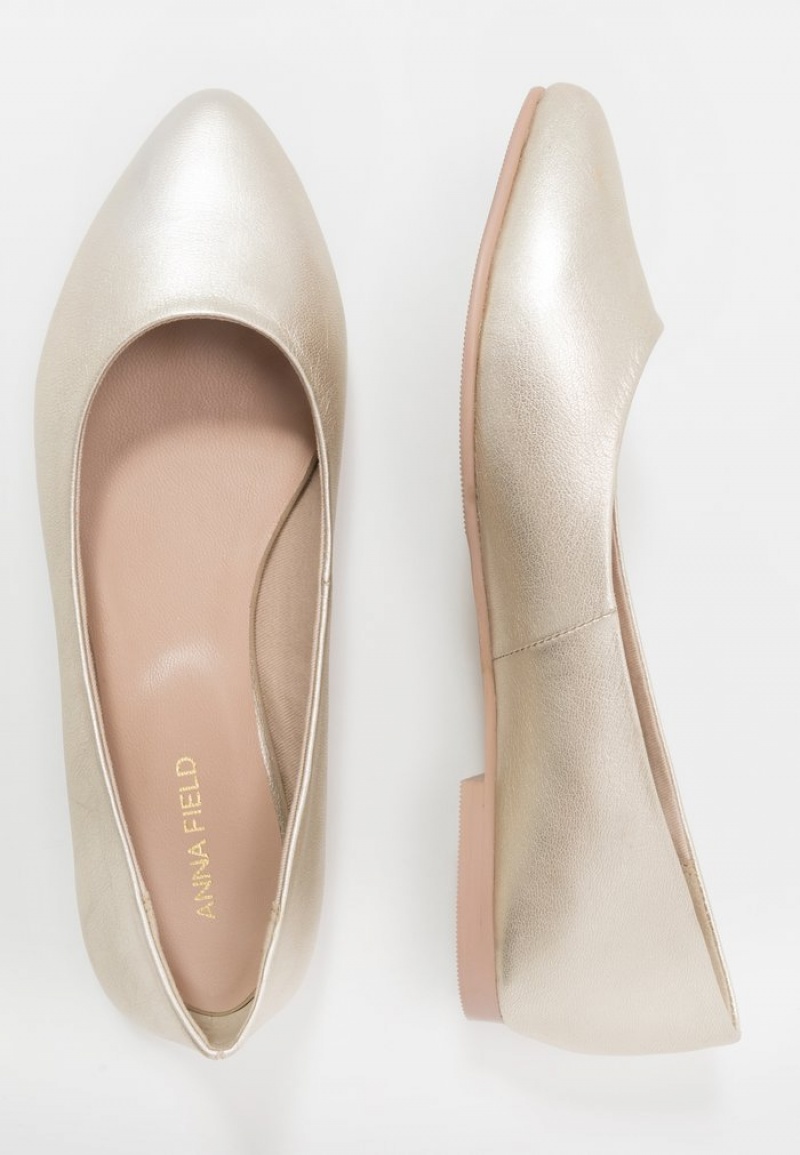 Anna Field Cheap Leather Ballet Pumps Ballerina Dam Guld | SE-CGNYFA642