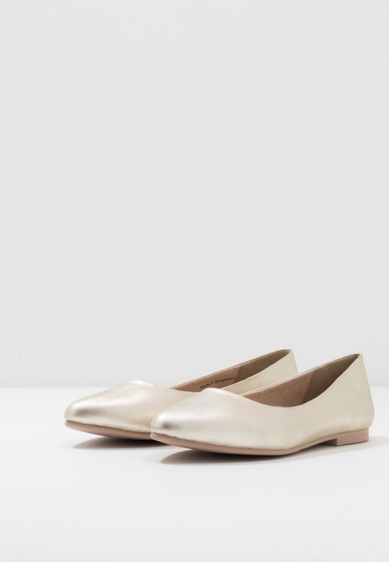 Anna Field Cheap Leather Ballet Pumps Ballerina Dam Guld | SE-CGNYFA642