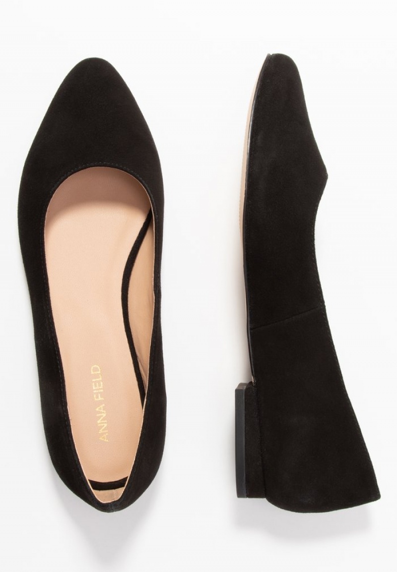 Anna Field Cheap Leather Ballet Pumps Ballerina Dam Svarta | SE-CHDRQT791