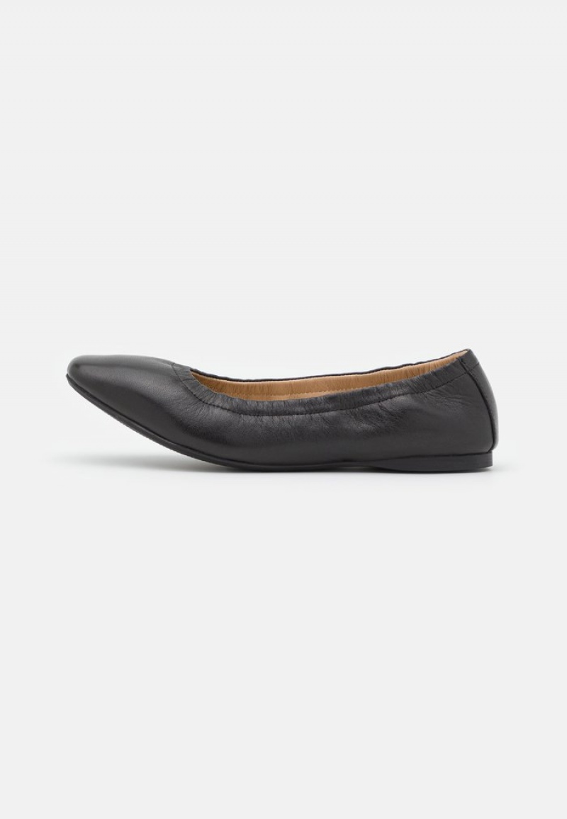 Anna Field Cheap Leather Bekvämlighet Ballet Pumps Ballerina Dam Svarta | SE-HJORLW231