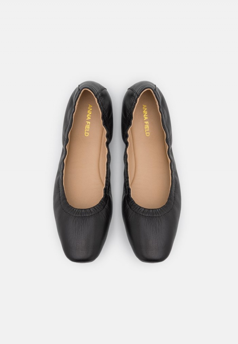 Anna Field Cheap Leather Bekvämlighet Ballet Pumps Ballerina Dam Svarta | SE-HJORLW231