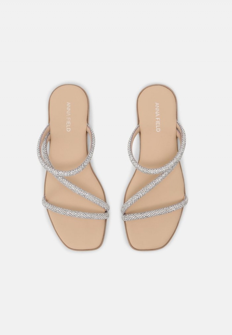 Anna Field Cheap Leather Mules Dam Silver | SE-GSEMNP803