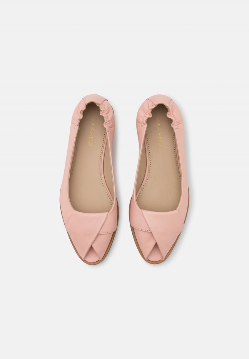 Anna Field Cheap Leather Peeptoe Ballet Pumps Ballerina Dam Beige | SE-CWMDYA290