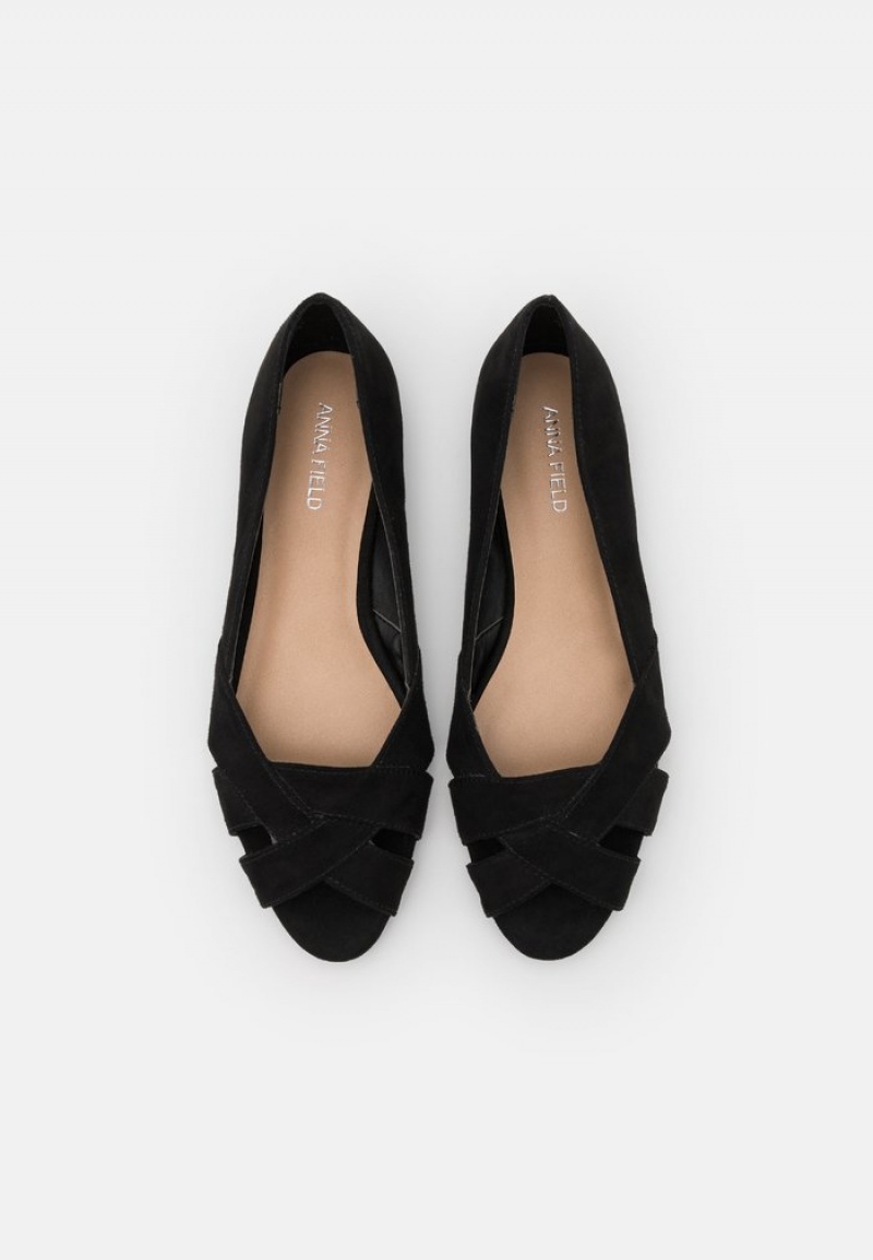 Anna Field Cheap Peeptoe Ballet Pumps Ballerina Dam Svarta | SE-MYCSXU901