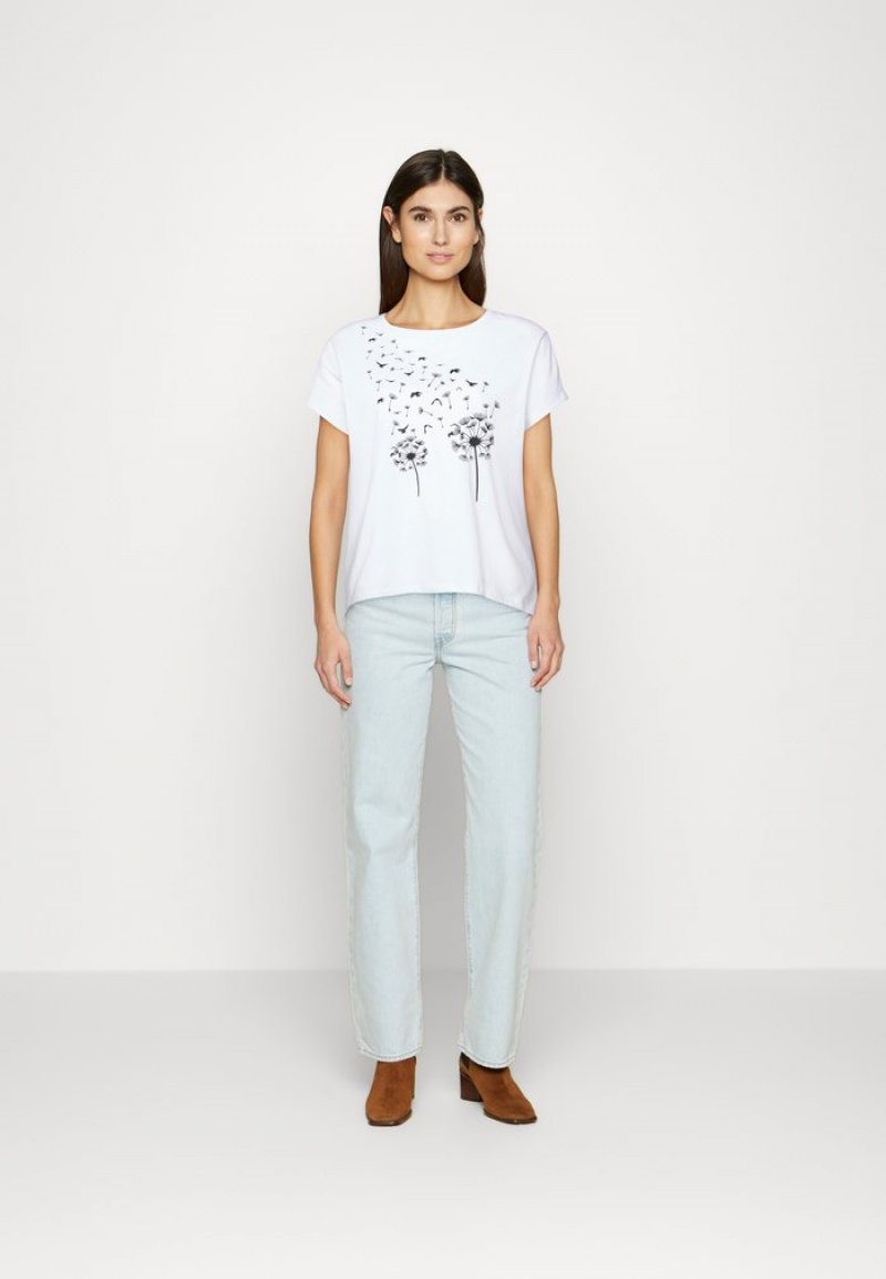 Anna Field Cheap Print T-Shirt Dam Vita | SE-VCOQGK918