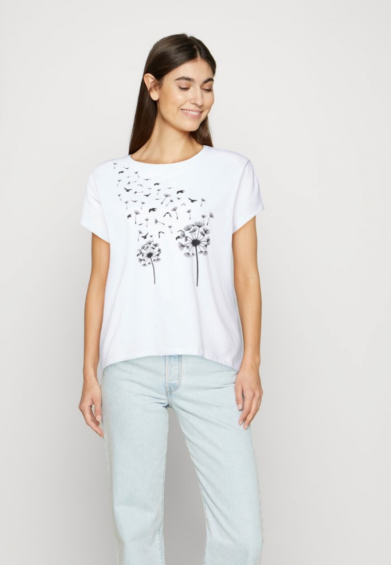 Anna Field Cheap Print T-Shirt Dam Vita | SE-VCOQGK918