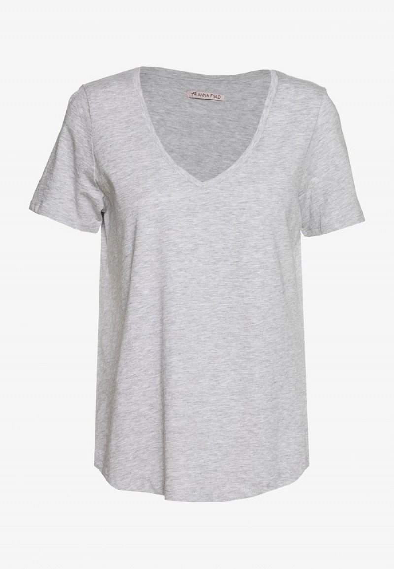 Anna Field Cheapest Basic T-Shirt Dam Ljusgrå | SE-JCATUB281