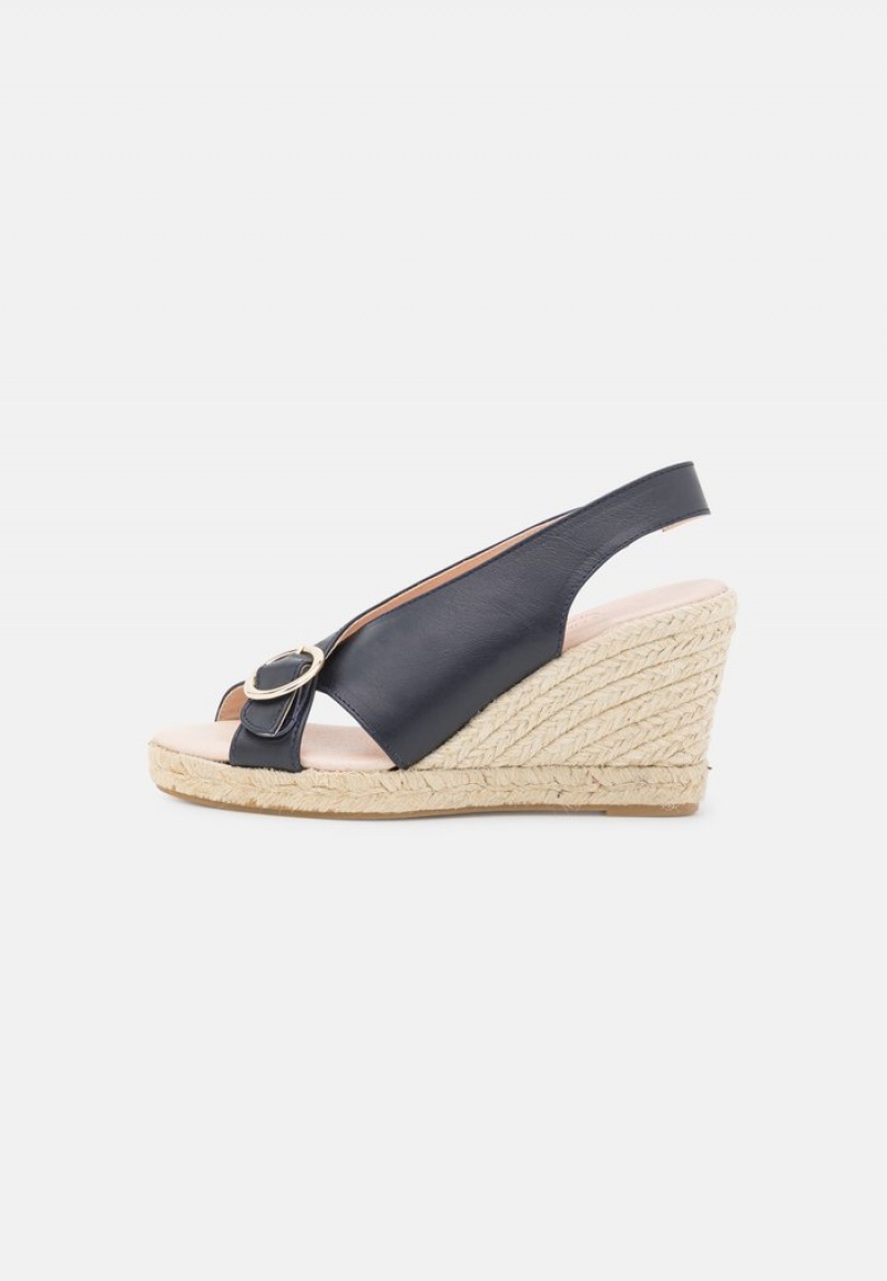 Anna Field Cheapest Bekvämlighet Leather Platform Sandaler Dam Mörkblå | SE-JMHFCW748