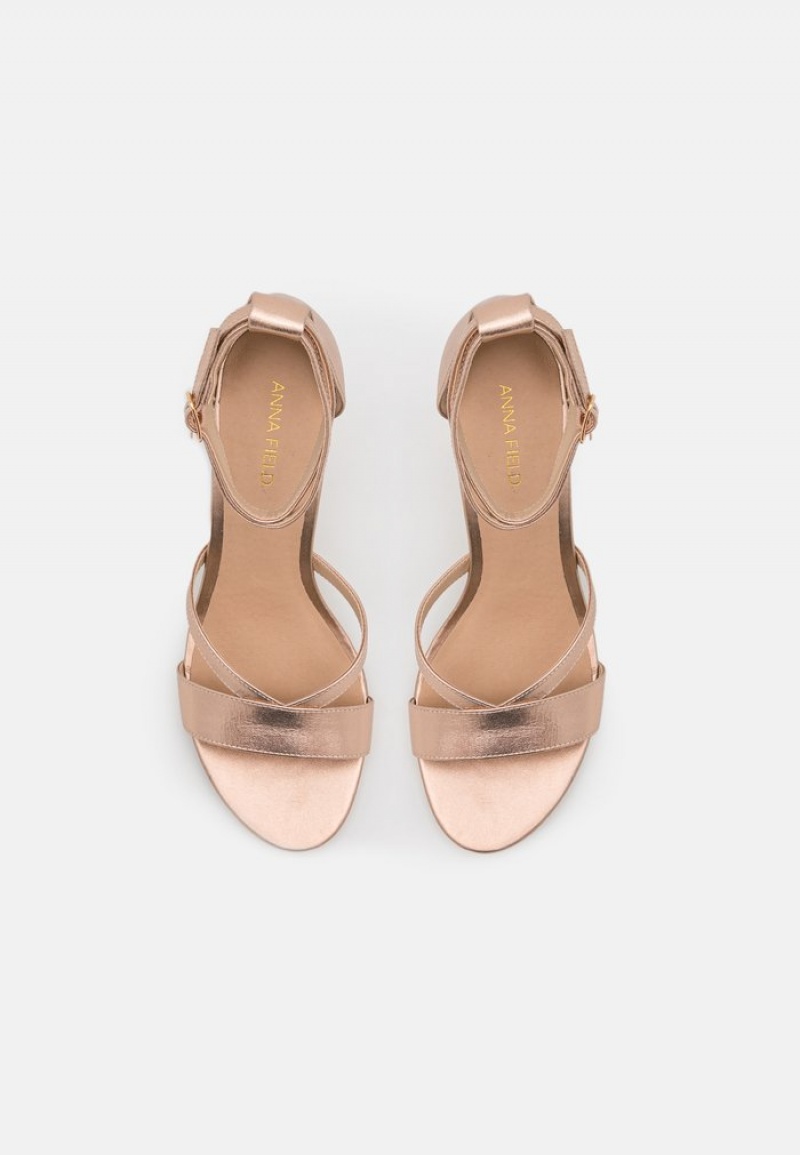 Anna Field Cheapest Leather Sandaler Dam Rosa Guld | SE-KVTSXC743