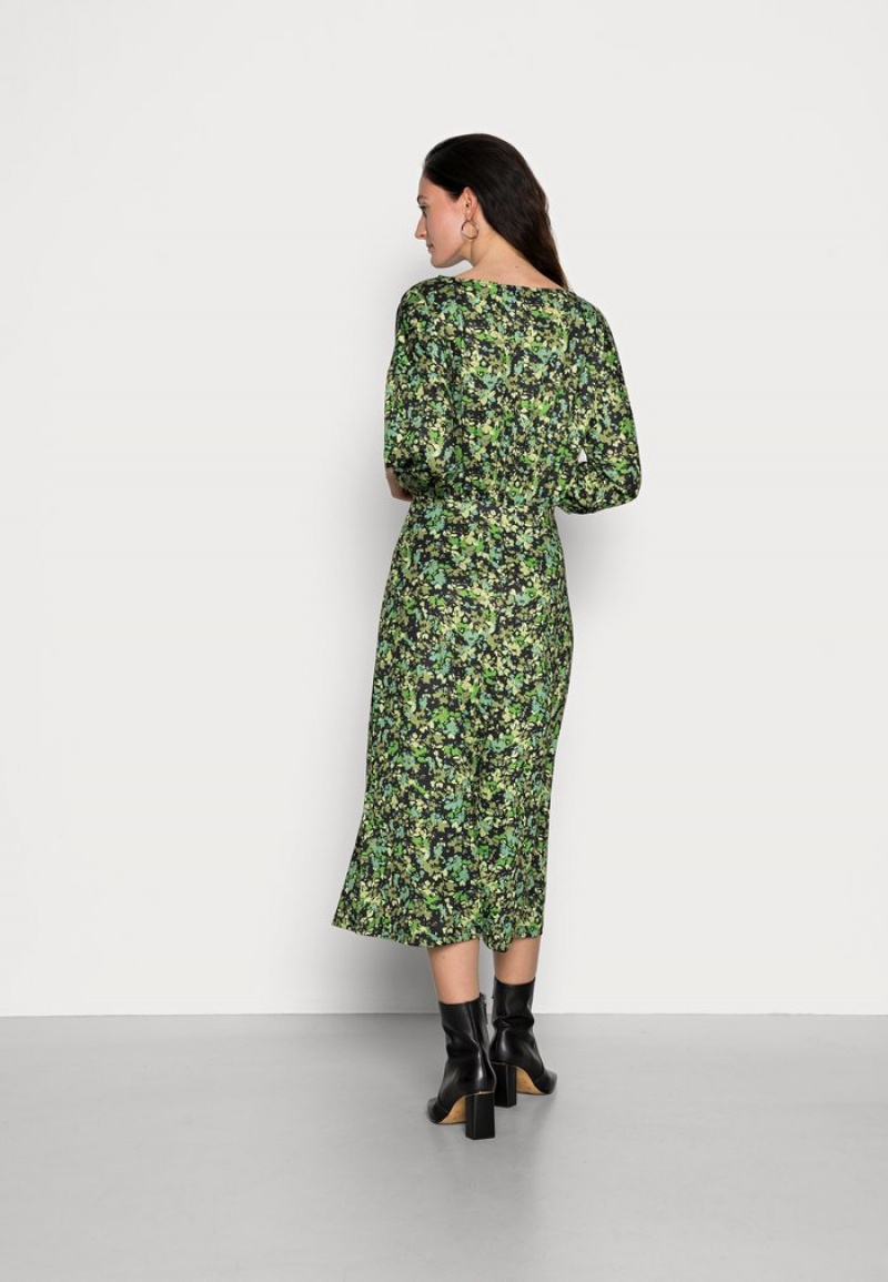 Anna Field Cheapest Quarter Sleeves Elevated Vanliga Midi Klänning Dam Svarta | SE-KSBYXZ032