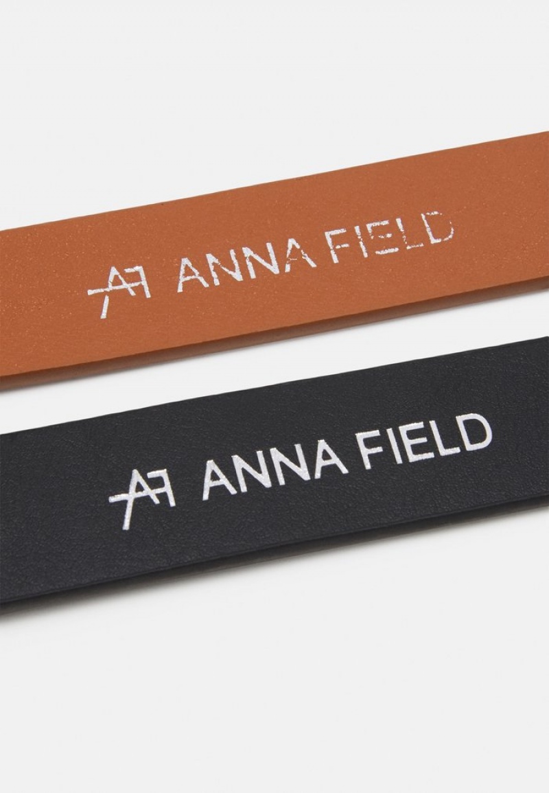 Anna Field Coupon 2 Pack Bälte Dam Svarta | SE-IAKRCM095