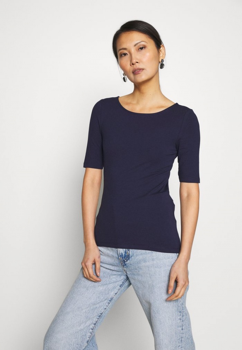 Anna Field Coupon Basic T-Shirt Dam Mörkblå | SE-BEOCZH267