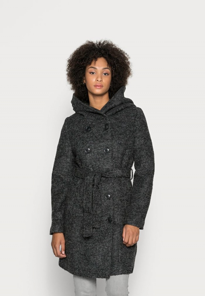 Anna Field Coupon Double Breasted Coat With Hood Klassiska Kappa Dam Mörkgrå | SE-IDRXKS362