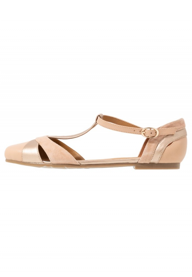 Anna Field Coupon Leather Ankle Rem Ballet Pumps Ballerina Dam Beige | SE-WDFOZM438