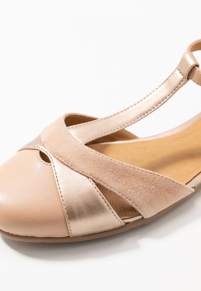 Anna Field Coupon Leather Ankle Rem Ballet Pumps Ballerina Dam Beige | SE-WDFOZM438