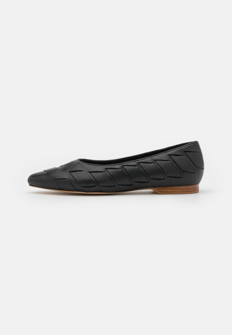 Anna Field Coupon Leather Ballet Pumps Ballerina Dam Svarta | SE-EWIVPY289