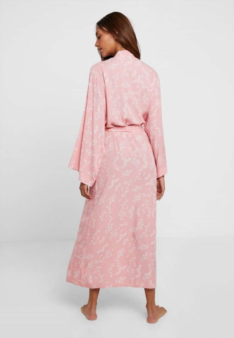 Anna Field Coupon Lisha Long Printed Robe Klänning Gown Bathrobe Dam Rosa | SE-VZHWNQ036