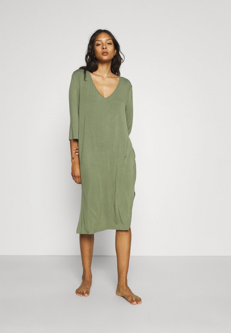 Anna Field Coupon Midi Nightie Nattlinne Dam Khaki | SE-QRMIPN359