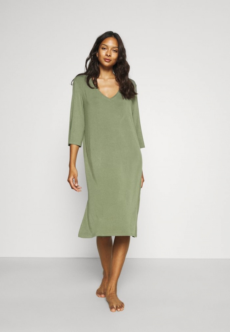 Anna Field Coupon Midi Nightie Nattlinne Dam Khaki | SE-QRMIPN359