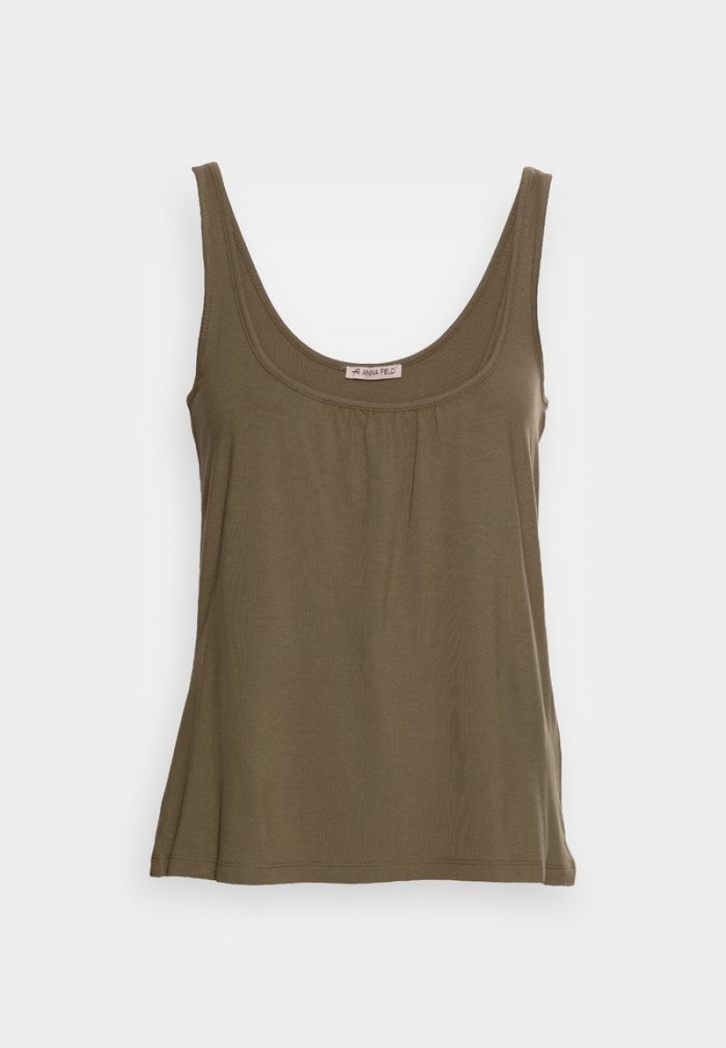 Anna Field Coupon Top T-Shirt Dam Khaki | SE-SFIELJ590