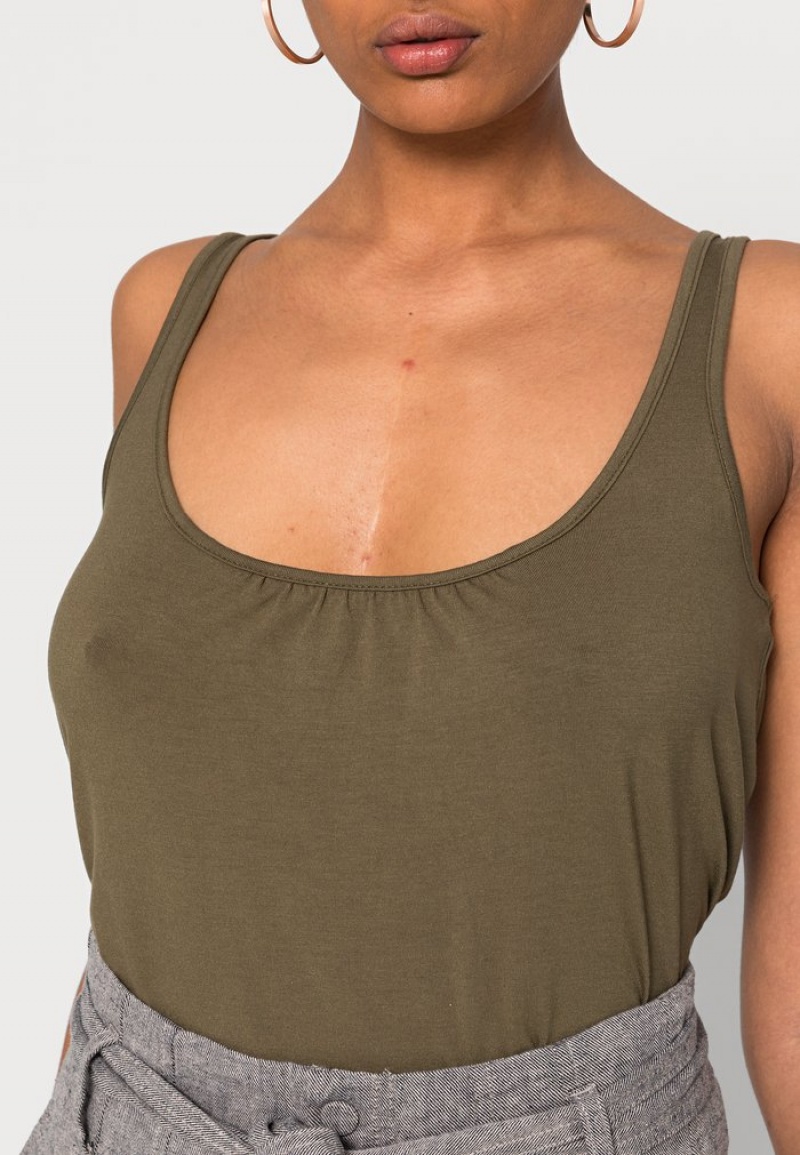 Anna Field Coupon Top T-Shirt Dam Khaki | SE-SFIELJ590