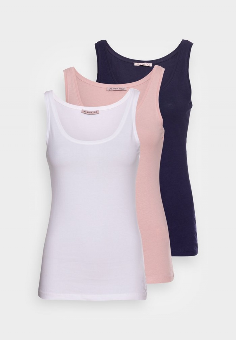 Anna Field Deals Basic Tank 3Er Pack Top T-Shirt Dam Mörkblå | SE-IPCFDU562