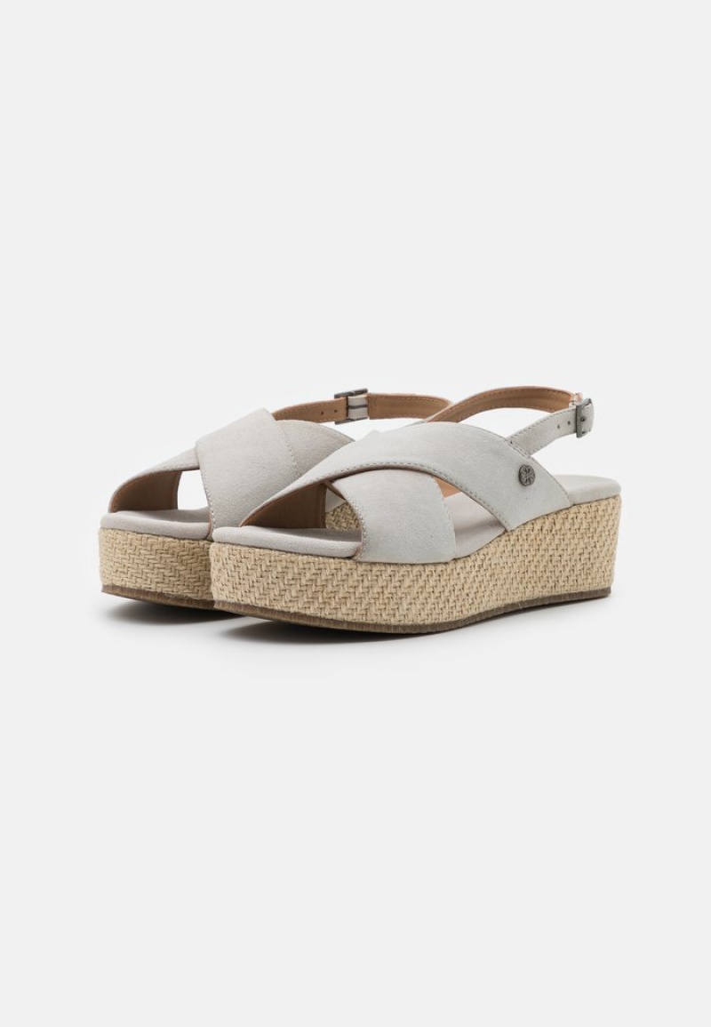 Anna Field Deals Leather Platform Sandaler Dam Grå | SE-GITLSE431