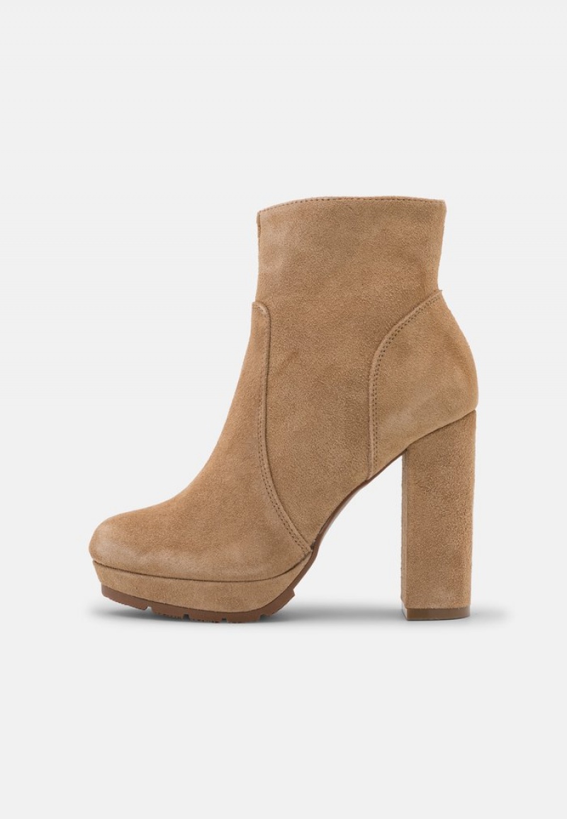 Anna Field Deals Leather Platform Stövletter Dam Beige | SE-JRDKLO871