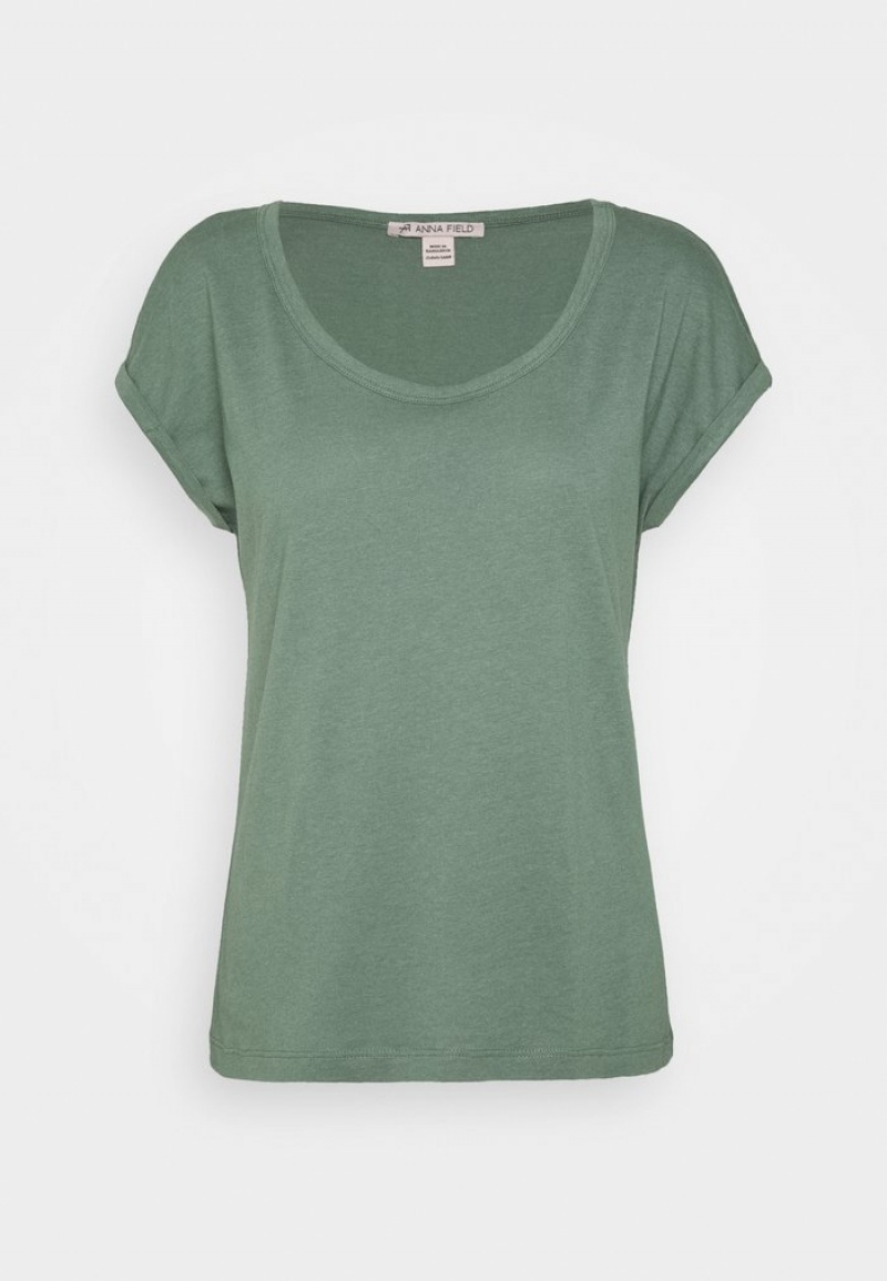 Anna Field Discount Basic T-Shirt Dam Khaki | SE-RCAKBW107