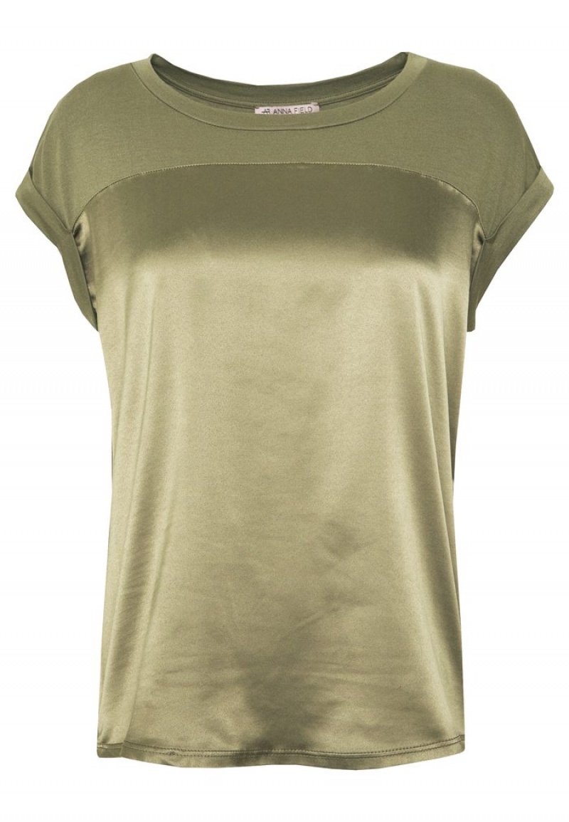 Anna Field Discount Basic T-Shirt Dam Olivgröna | SE-MRGQHW760