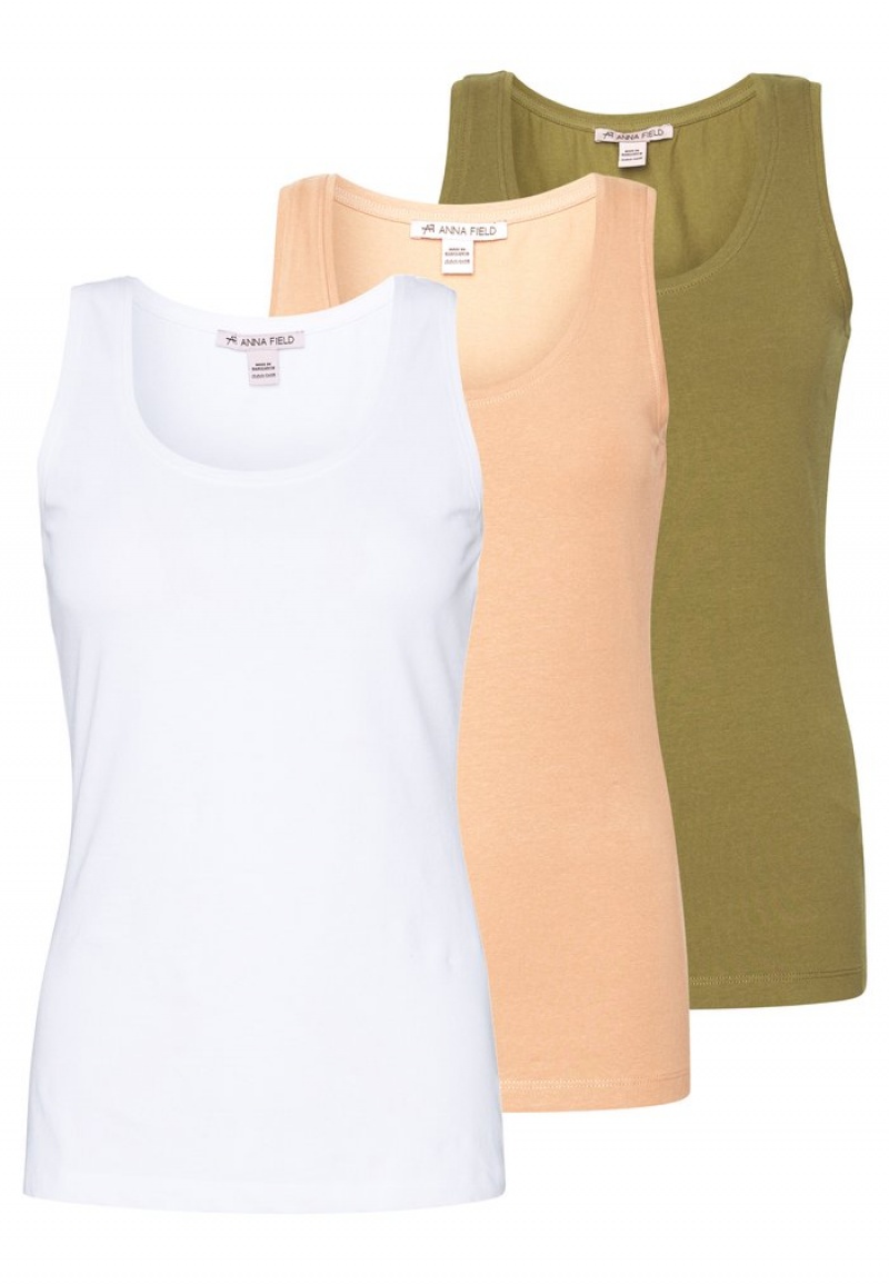 Anna Field Discount Basic Tank 3Er Pack Top T-Shirt Dam Vita | SE-OZIHCV413