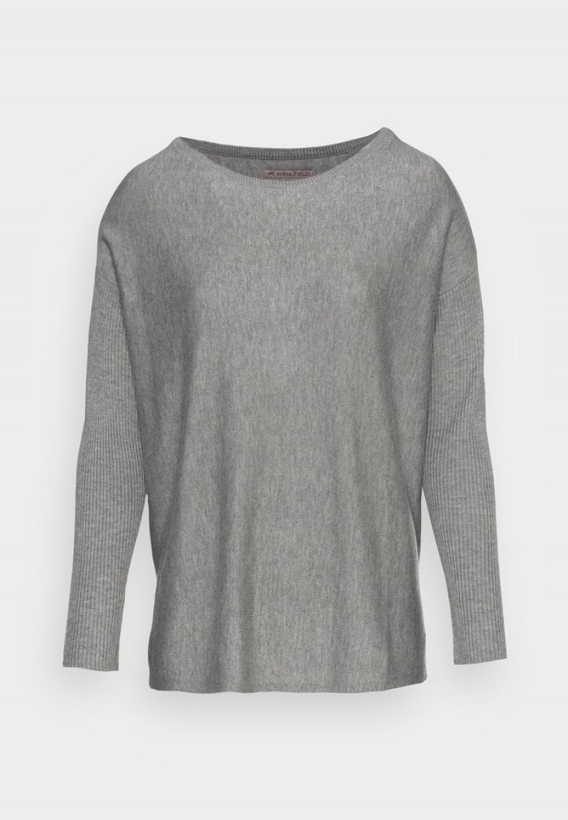 Anna Field Discount Batwing Jumper Boatneck Jumper Pullover Dam Grå | SE-RMNTOZ630