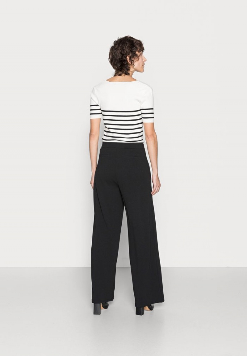 Anna Field Discount Breda Leg Pants With Detail Långbyxor Dam Svarta | SE-KDJLOH023