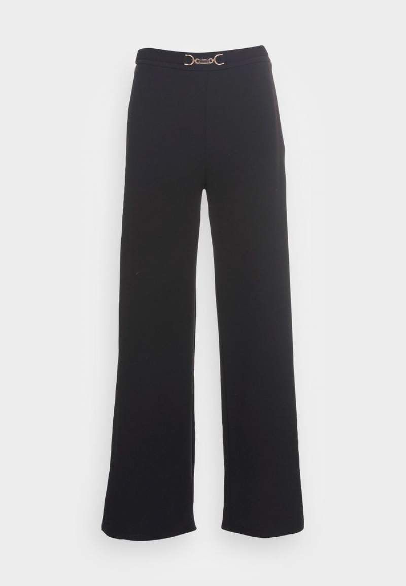 Anna Field Discount Breda Leg Pants With Detail Långbyxor Dam Svarta | SE-KDJLOH023