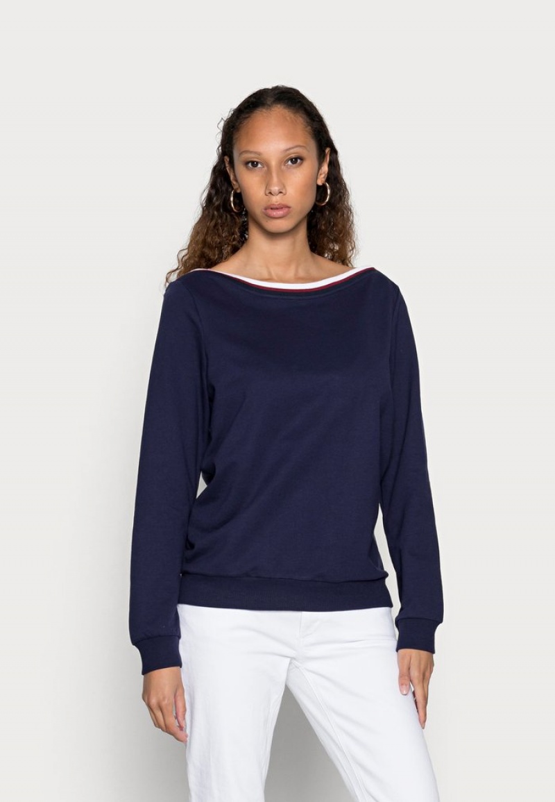 Anna Field Discount Båt Neck Sweatshirt Pullover Dam Mörkblå | SE-DSPBXC978