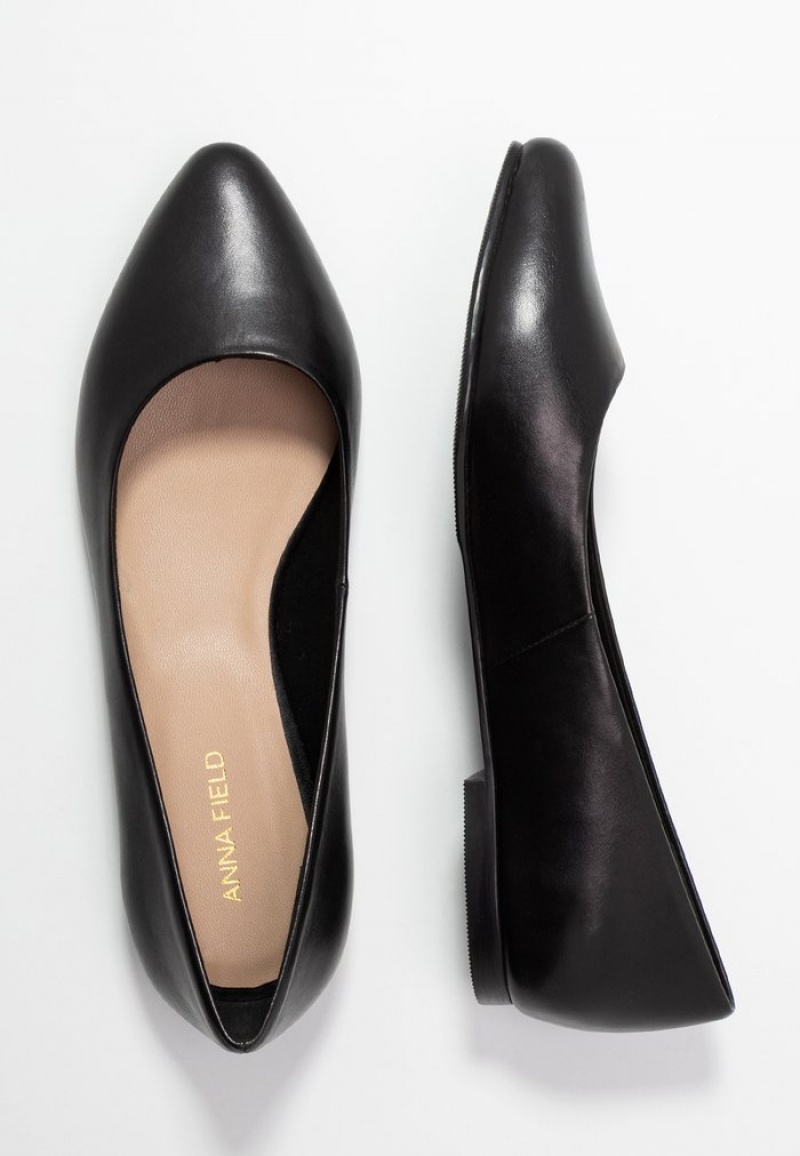 Anna Field Discount Leather Ballet Pumps Ballerina Dam Svarta | SE-NGRSHU134