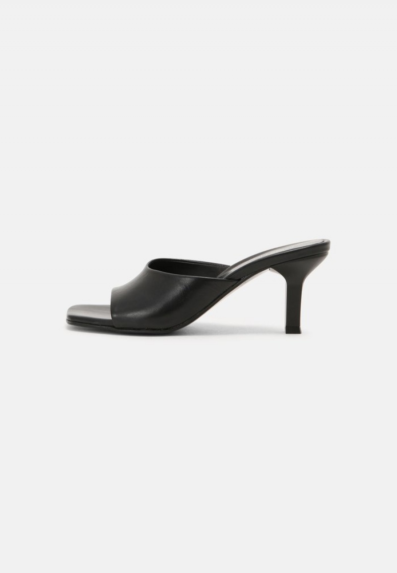 Anna Field Discount Leather Klackar Mules Dam Svarta | SE-OLFMRJ438