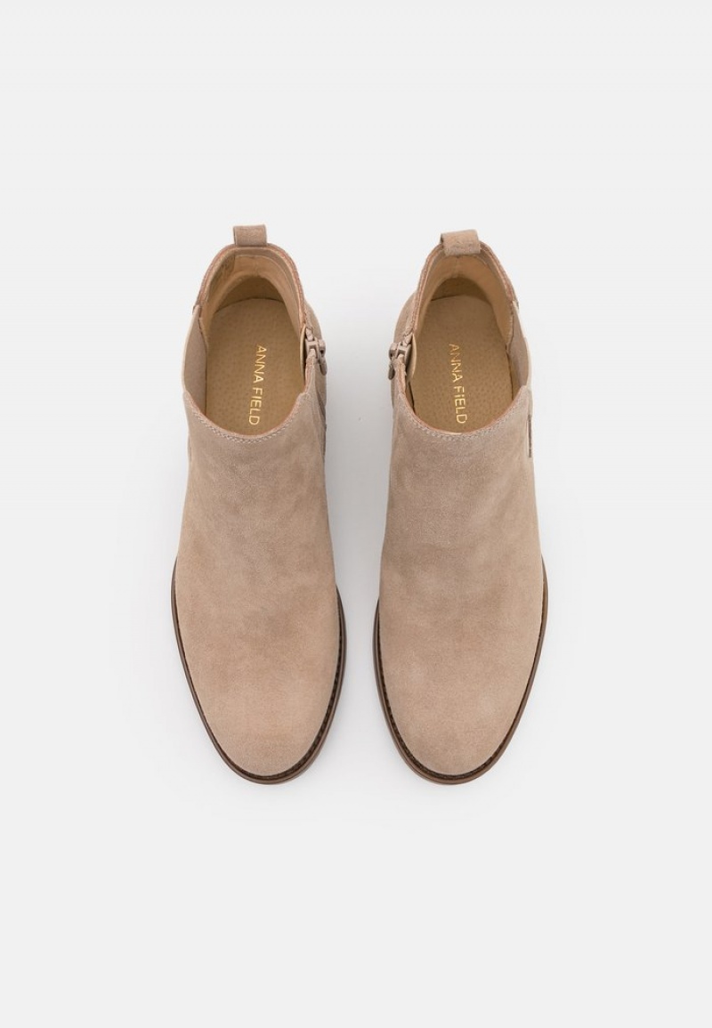 Anna Field Discount Leather Stövletter Dam Beige | SE-CLOZNR875