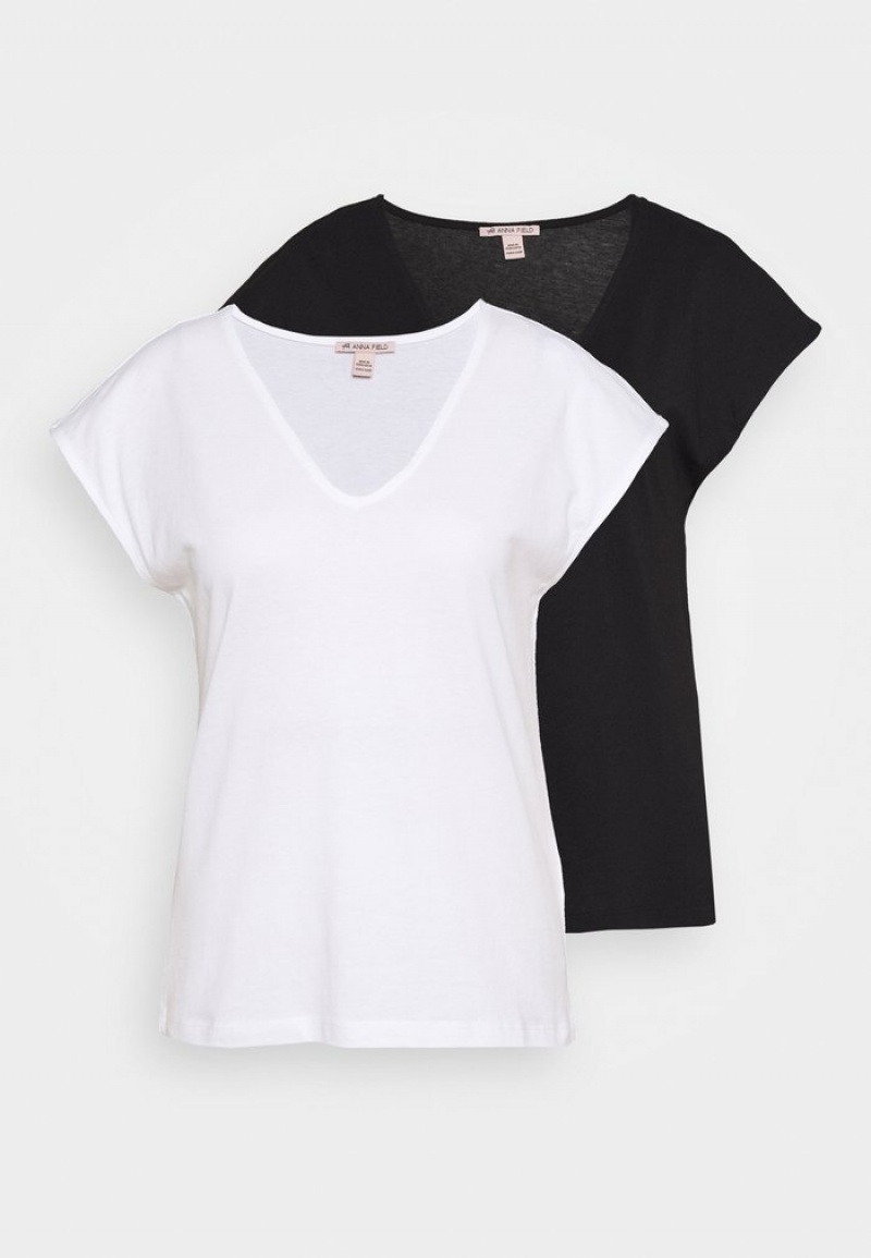 Anna Field Flash Sale 2 Pack Basic T-Shirt Dam Svarta | SE-XYOUPV310